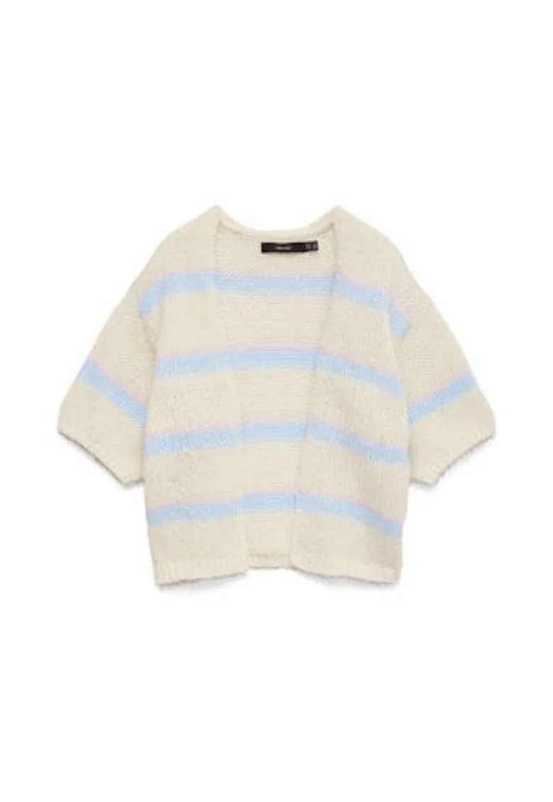 Cardigan dama,  bej, sintetic, maneca scurta