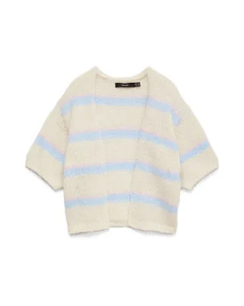 Cardigan dama,  bej, sintetic, maneca scurta