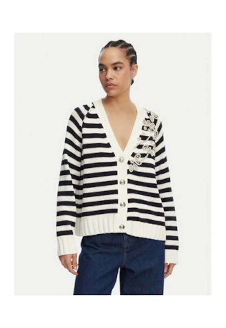 Cardigan dama,  dungi, alb/negru, bumbac/poliester