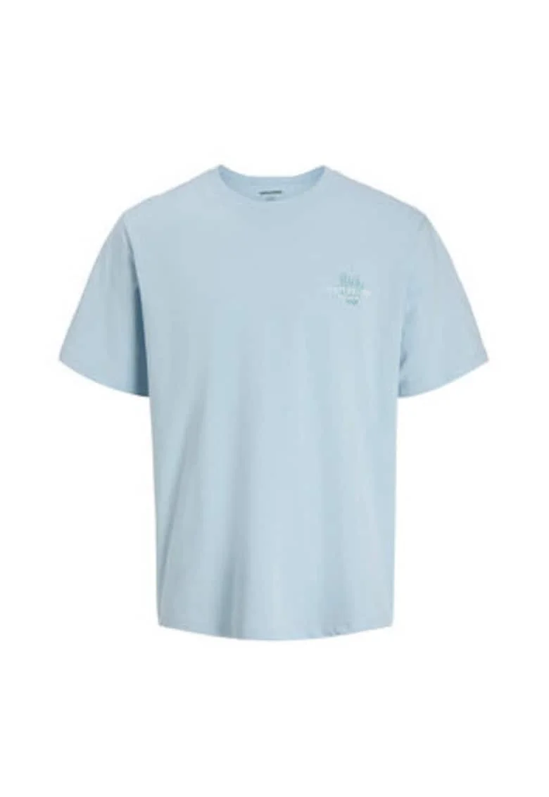 Tricou barbati,  imprimeu grafic, albastru, bumbac