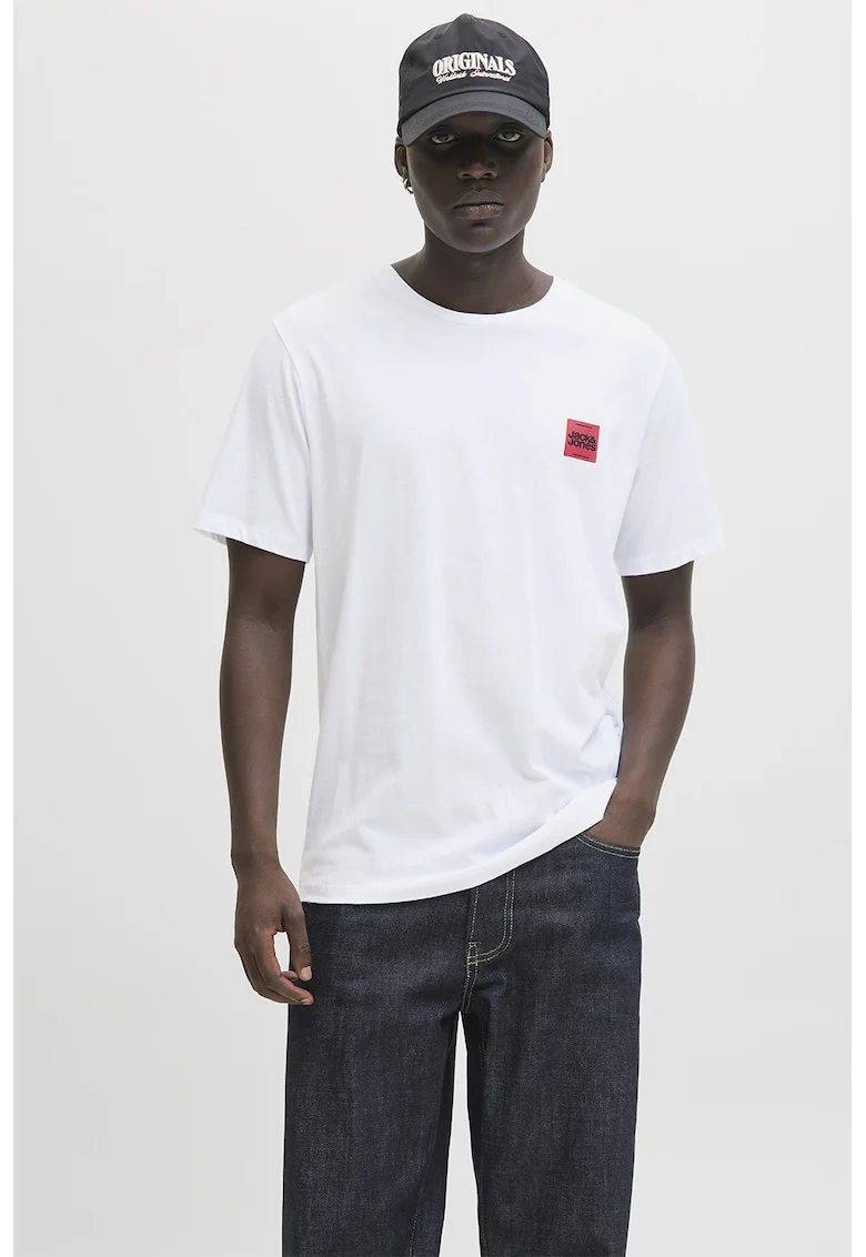 Tricou regular-fit cu decolteu la baza gatului, Rosu/Alb