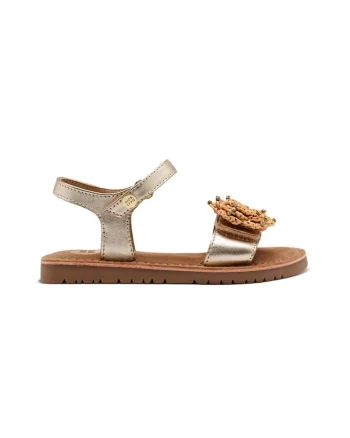 Sandale din piele cu aplicatie cu model floral Buchanan, Auriu