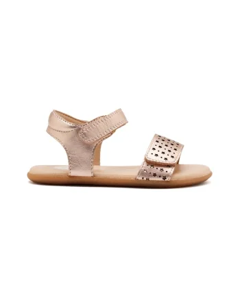 Sandale din piele cu perforatii, Auriu rose