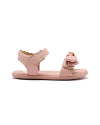 Sandale din piele cu funda frontala, Roz