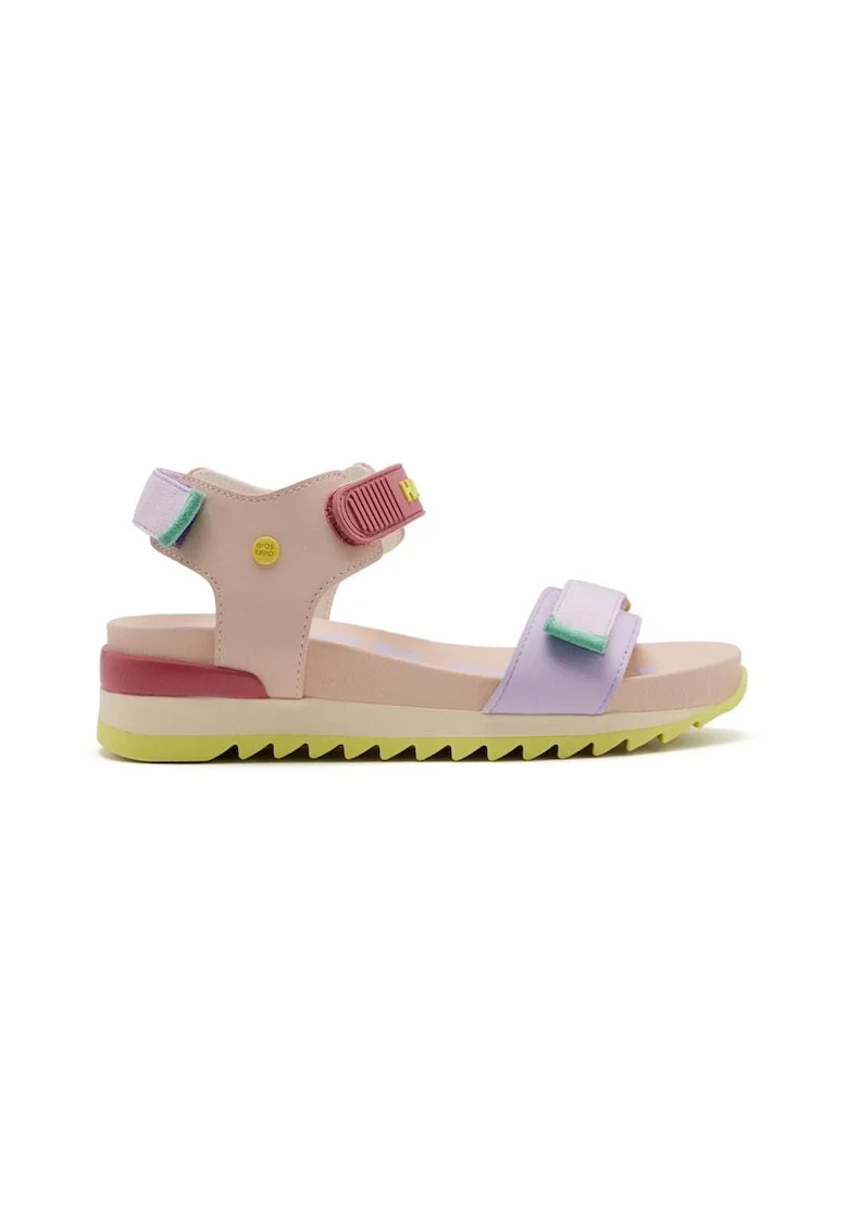 Sandale din piele ecologica cu inchidere velcro, Alb fildes