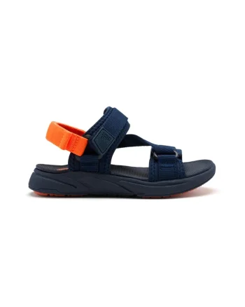Sandale cu talpa plata si inchidere velcro, Albastru royal/Bleumarin