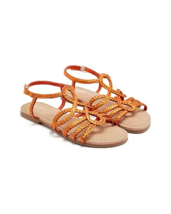 Sandale de piele cu model impletit Yakima, Portocaliu