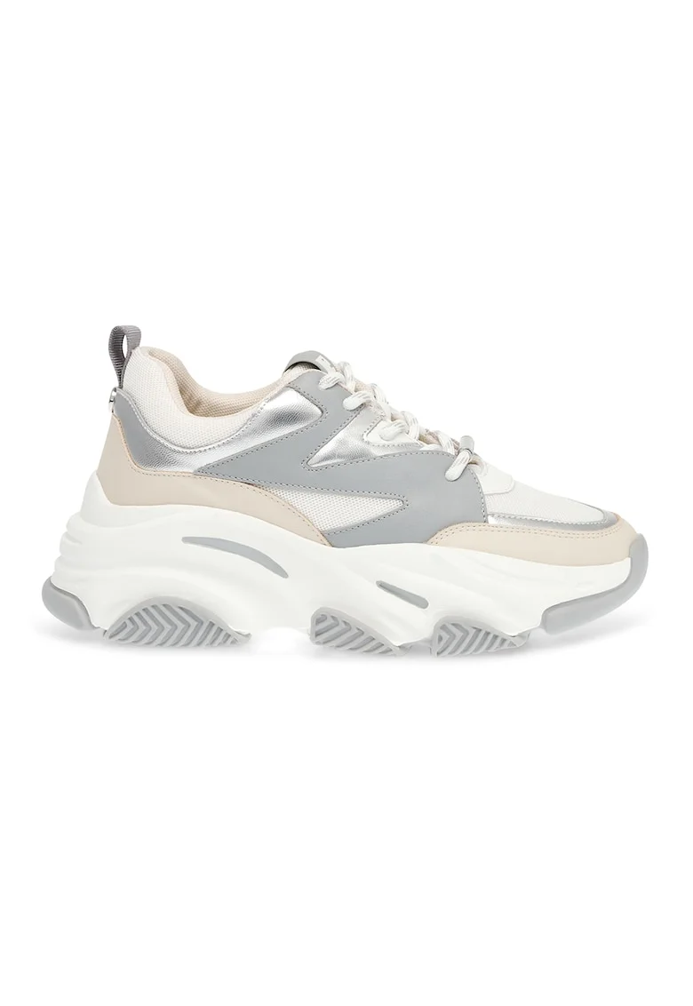 Pantofi sport cu aspect masiv Progressive, Alb/Argintiu
