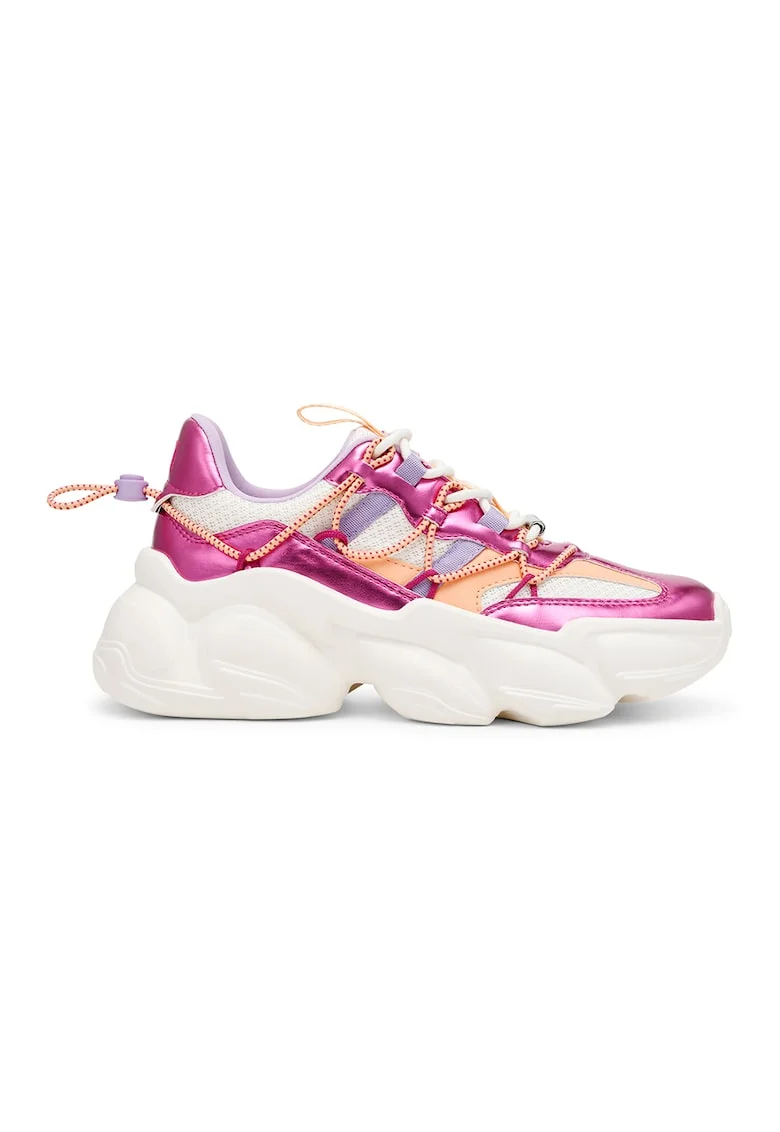 Pantofi sport cu aspect masiv si insertii de plasa Spectator, Fucsia/Roz somon/Alb murdar