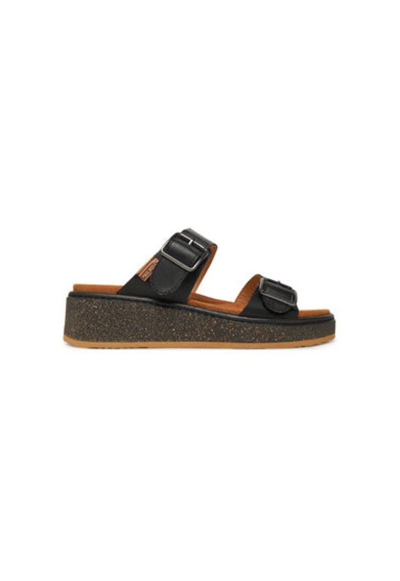 Slapi dama, W9D-1505,  Piele naturala, Negru, Negru