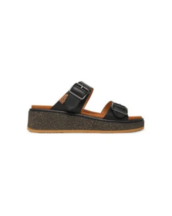 Slapi dama, W9D-1505,  Piele naturala, Negru, Negru