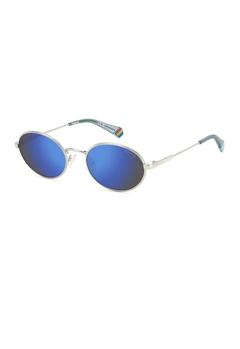 Ochelari de soare rotunzi unisex cu lentile polarizate, Argintiu