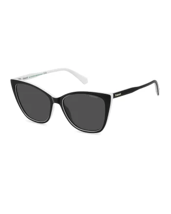 Ochelari de soare cat-eye, Negru/Alb murdar