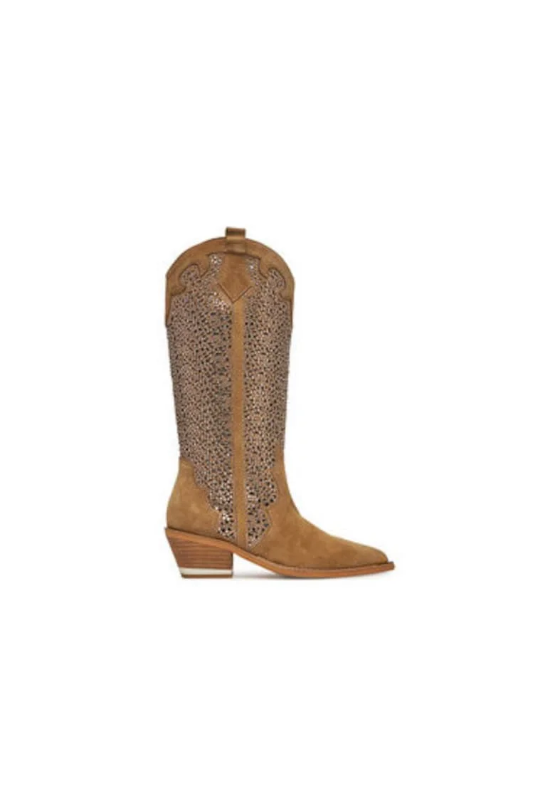 Cizme de cowboy dama  V250120, Piele naturala, Maro