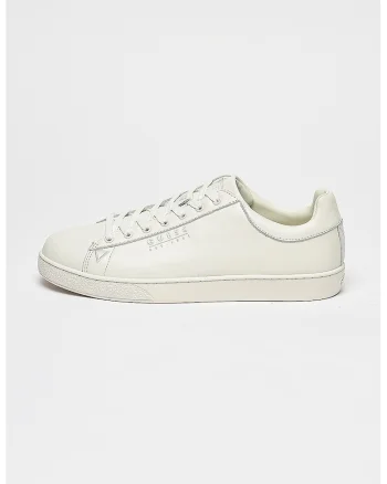 Pantofi sport de piele cu detalii logo, Alb murdar
