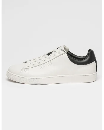 Pantofi sport din piele cu detalii logo, Negru/Alb murdar