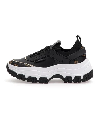 Pantofi sport de piele ecologica cu aspect masiv, Negru/Maro