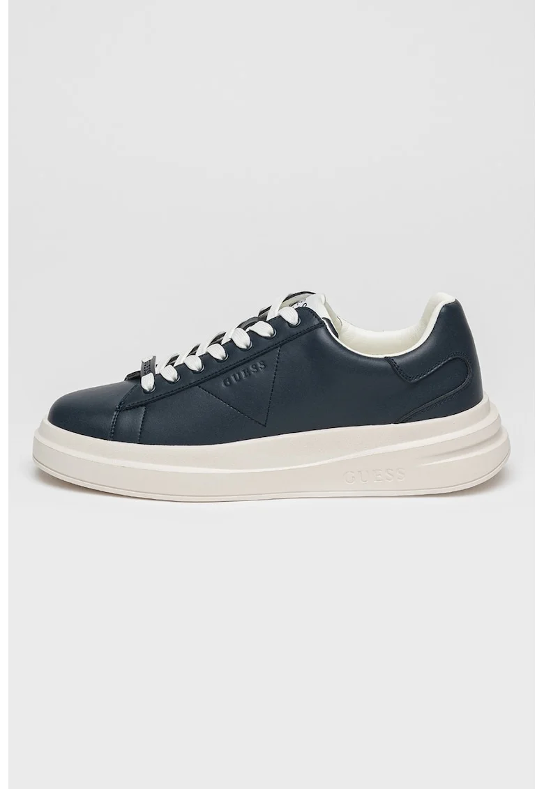 Pantofi sport din piele si piele ecologica, Alb/Bleumarin