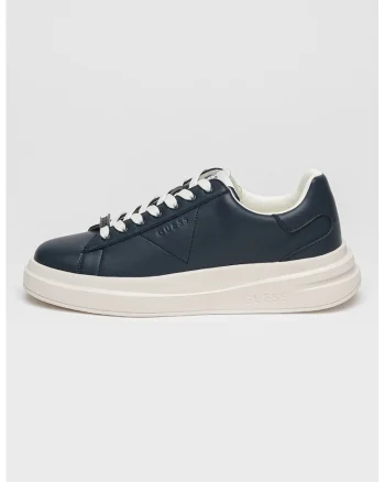 Pantofi sport din piele si piele ecologica, Alb/Bleumarin