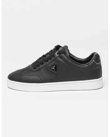Pantofi sport de piele cu siret, Negru/Argintiu
