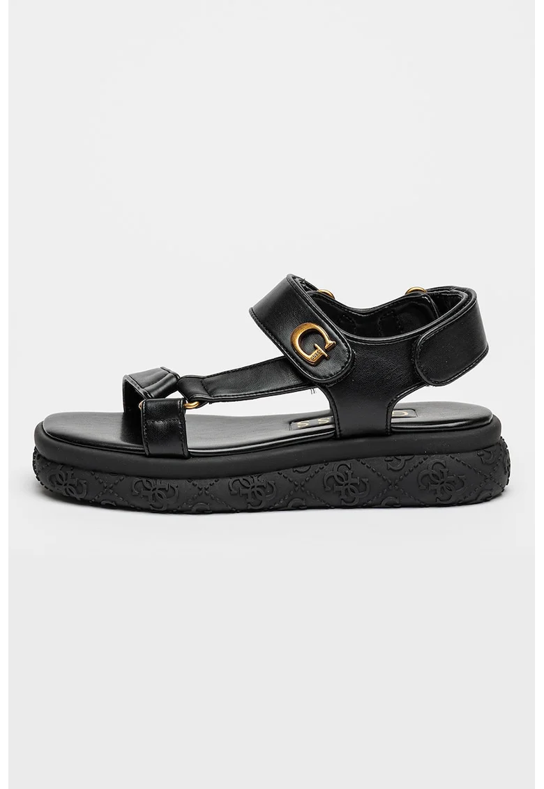 Sandale flatform cu velcro, Negru