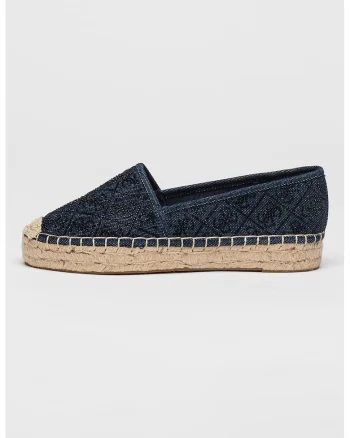 Pantofi loafer din material textil cu model logo, Negru/Bleumarin