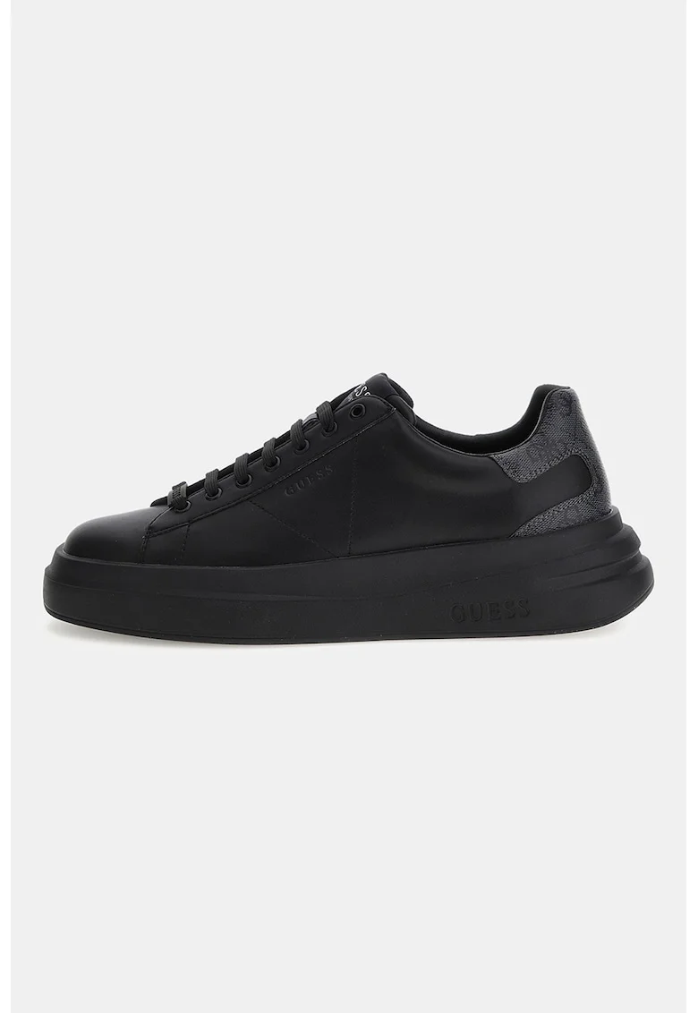 Pantofi sport de piele ecologica si piele, Negru