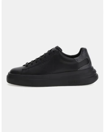 Pantofi sport de piele ecologica si piele, Negru