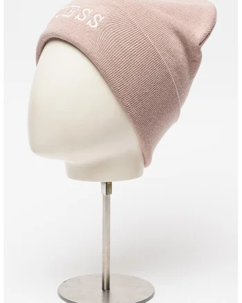 Caciula din tricot fin cu broderie logo, Bej deschis