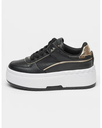 Pantofi sport flatform cu sireturi, Auriu/Negru