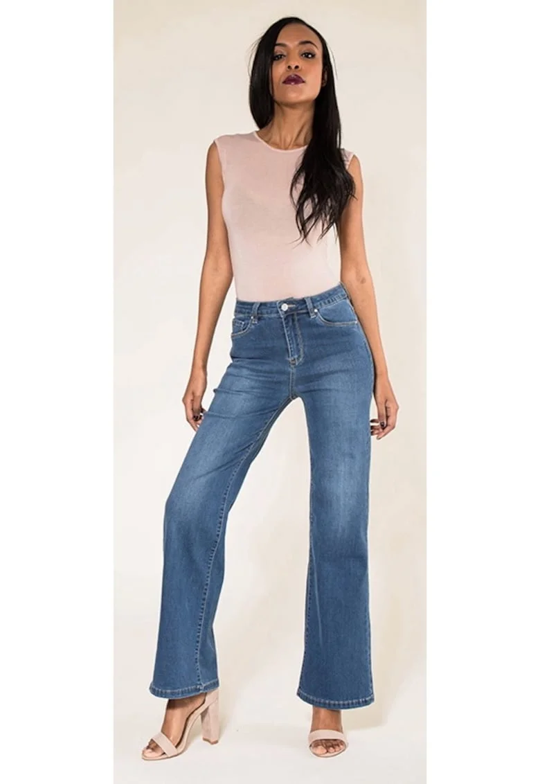 Blugi Dama Evazati  Albastri P080-5 M8 16758, Albastru