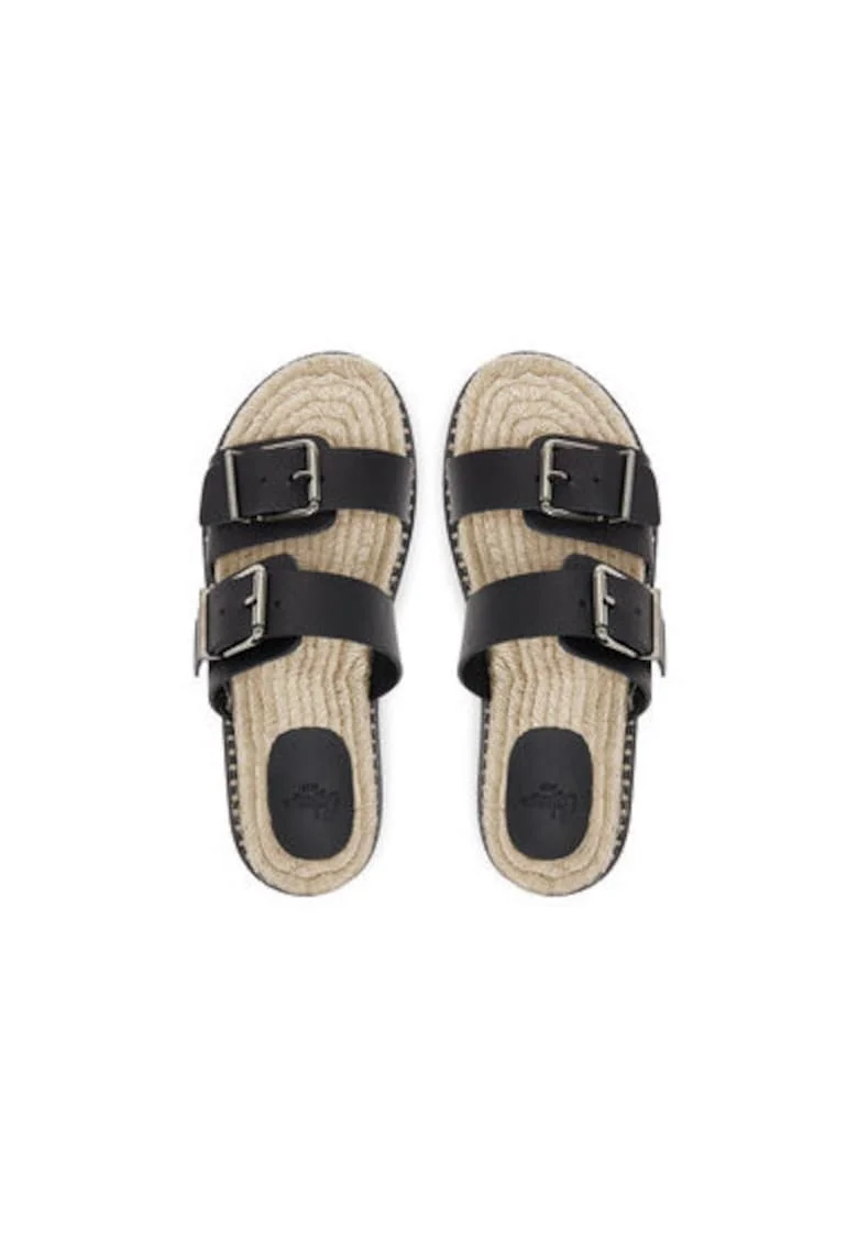 Papuci dama  025673-100, Piele naturala, 37 EU, Negru