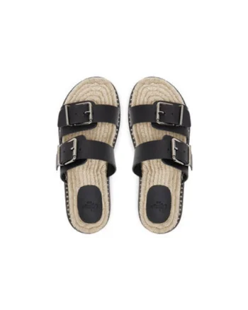 Papuci dama  025673-100, Piele naturala, 37 EU, Negru