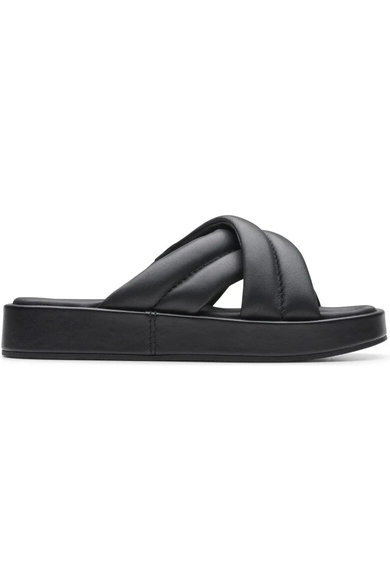 Papuci,  casual, piele naturala, negru