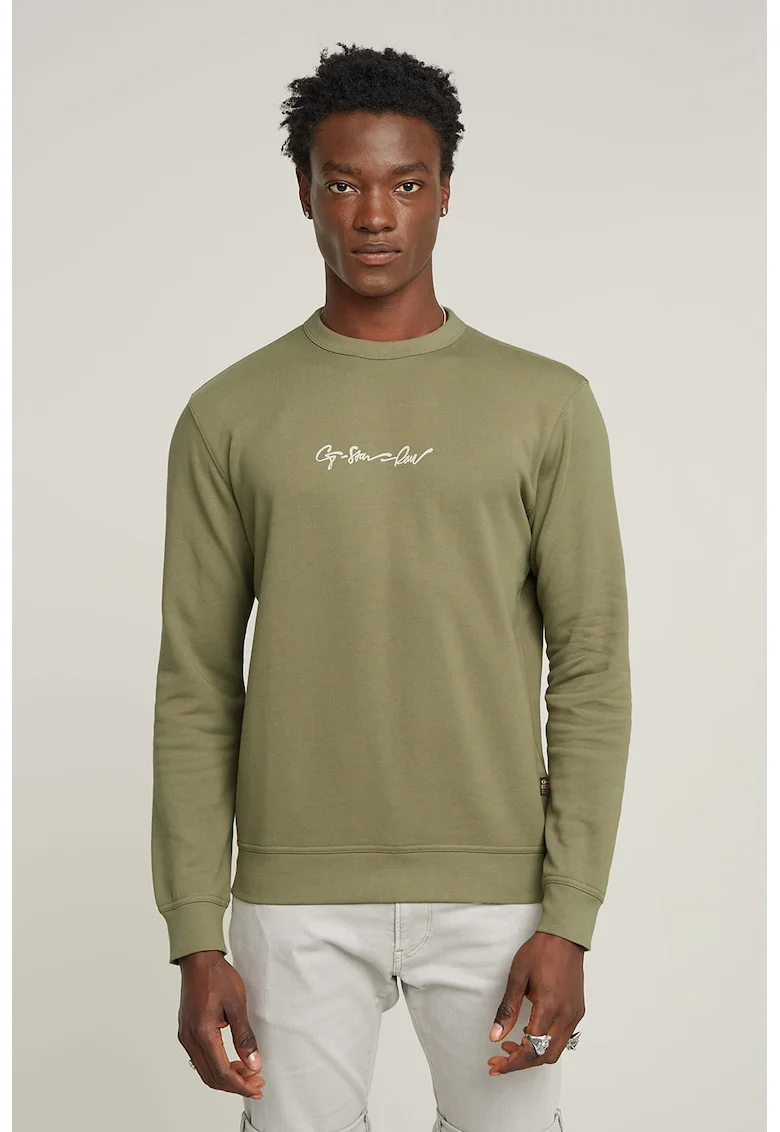 Bluza de trening din bumbac organic cu logo, Kaki