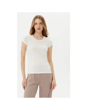 Tricou dama  Emporio Armani, 8NTT65 TJDQZ, Bumbac/Modal, 2XL INTL, Alb