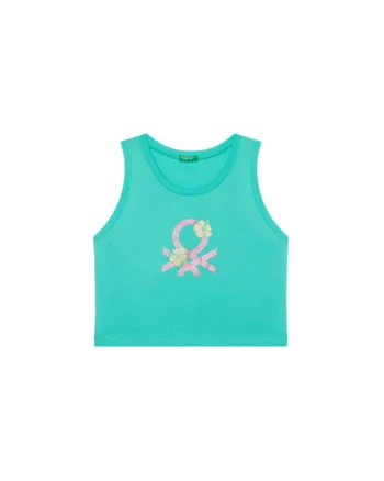 Top pentru fete  3I1XCH01Z, Bumbac organic, Verde, Verde