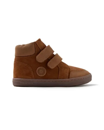 Ghete de piele intoarsa cu velcro, Maro