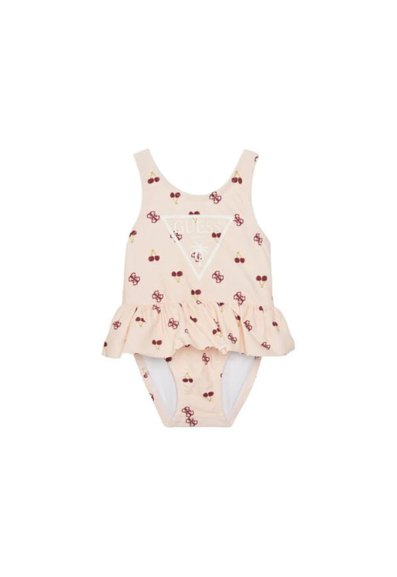 Costum de baie pentru fete cu volan si imprimeu