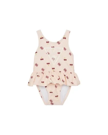 Costum de baie pentru fete cu volan si imprimeu