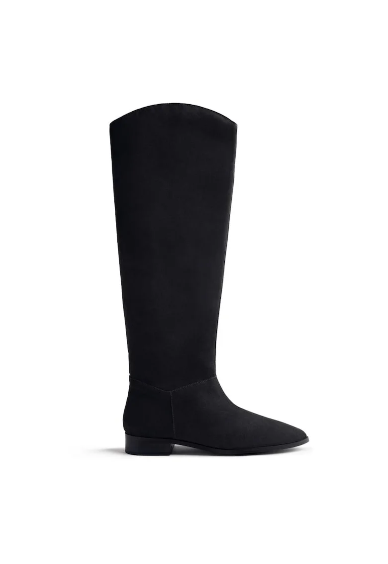 Cizme lungi de piele intoarsa Fostoria, Negru