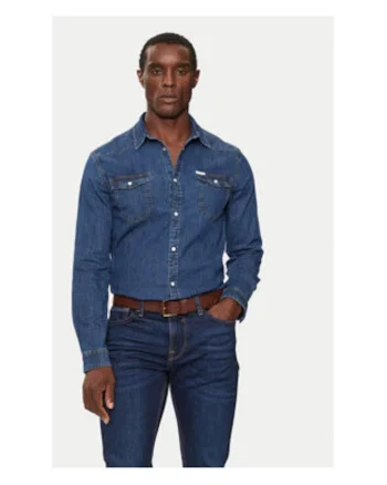 Camasa din chambray cu buzunare aplicate,