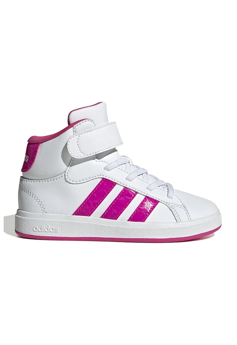 Pantofi sport mid-high din piele ecologica Grand Court, Alb/Fucsia