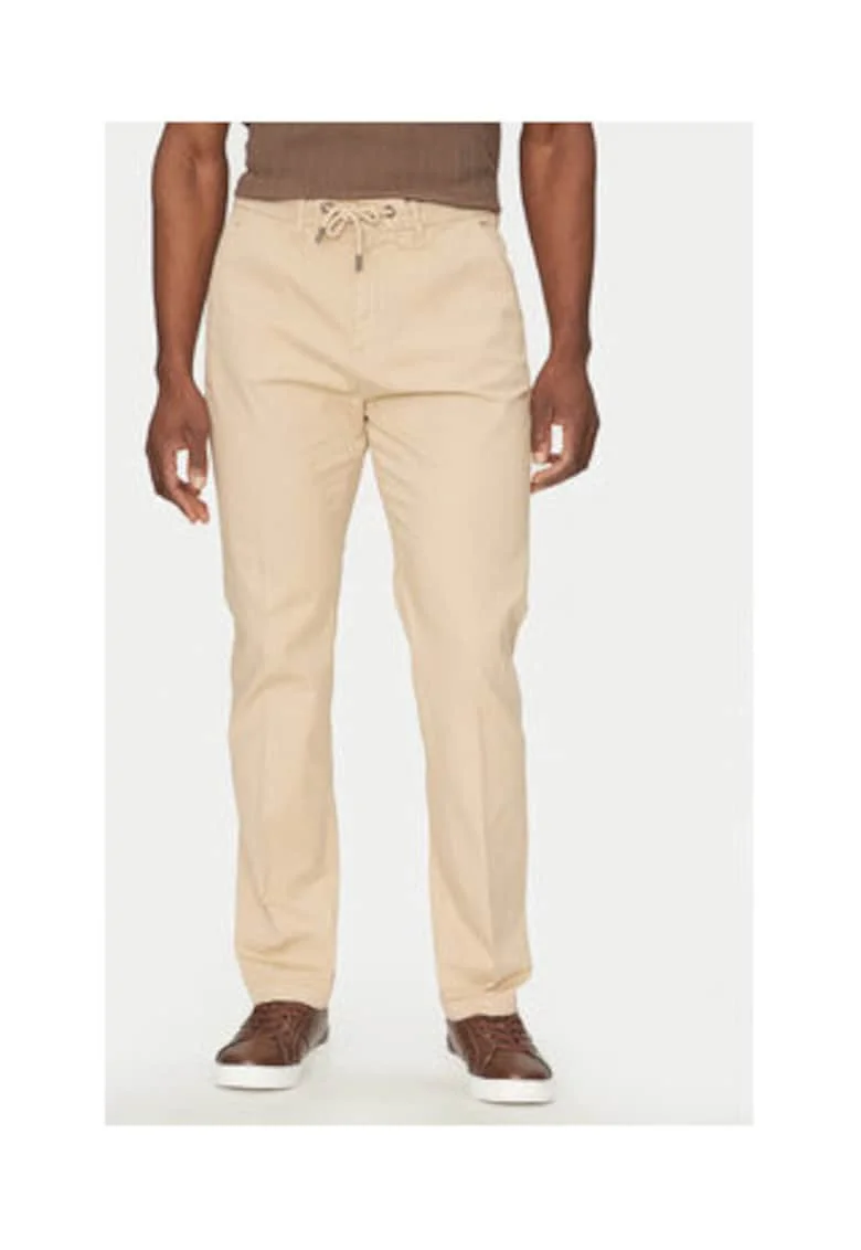Pantaloni din amestec de bumbac cu snur in talie