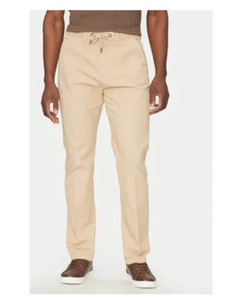 Pantaloni din amestec de bumbac cu snur in talie