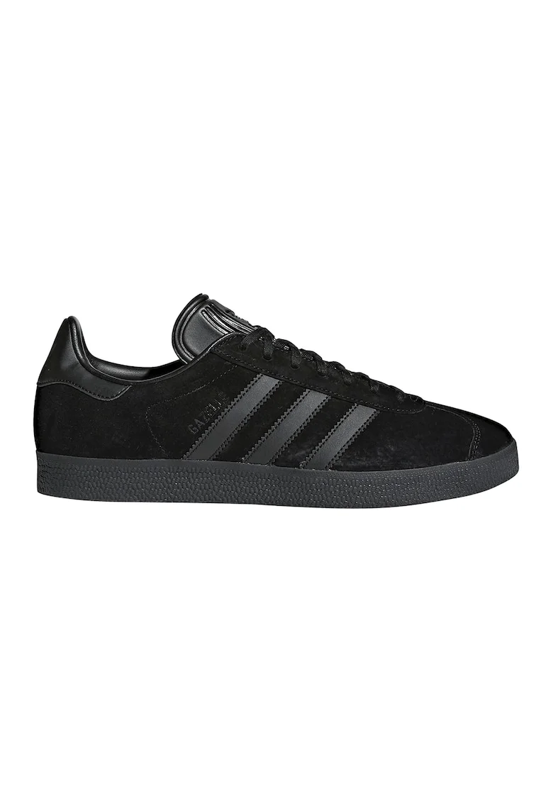 Pantofi sport din piele intoarsa cu garnituri din piele ecologica Gazelle, Negru/Negru stins