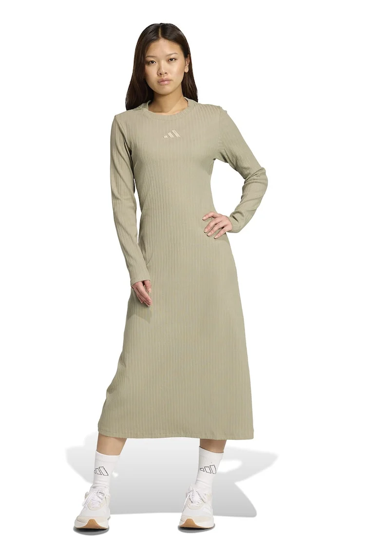 Rochie midi striata, Kaki