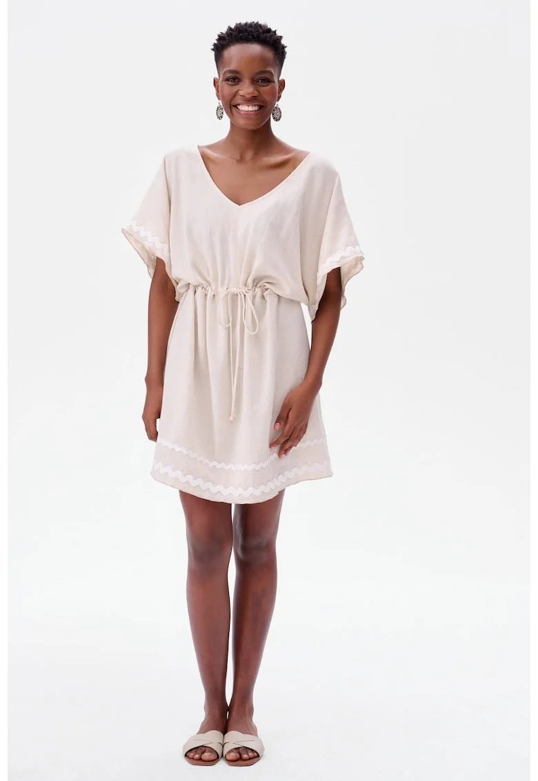 Rochie cu amestec de in Aurelia Mini, Bej