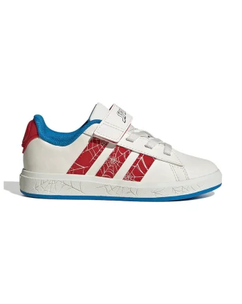 Pantofi sport din piele ecologica cu logo contrastant Grand Court Spider, Rosu/Alb murdar
