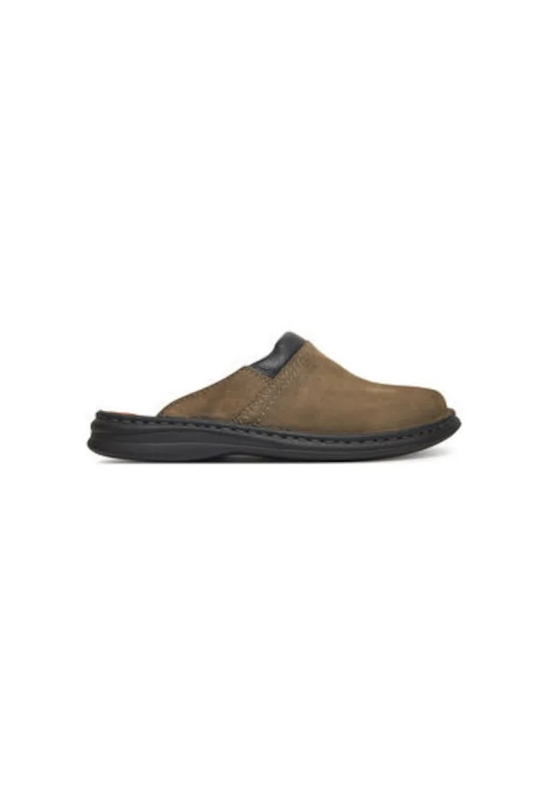 Slapi barbati  10663, Piele naturala, Gri